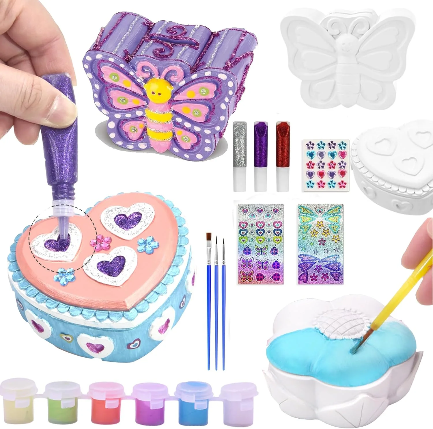جعبه جواهرات رنگ آمیزی خودت AM ANNA، لوازم هنری، کیت های نقاشی هنری و صنایع دستی برای دختران 4 5 6 7 8 ساله، جعبه گنج قلبی DIY، اسباب بازی های جعبه جواهرات، پروژه های نقاشی صنایع دستی هدیه