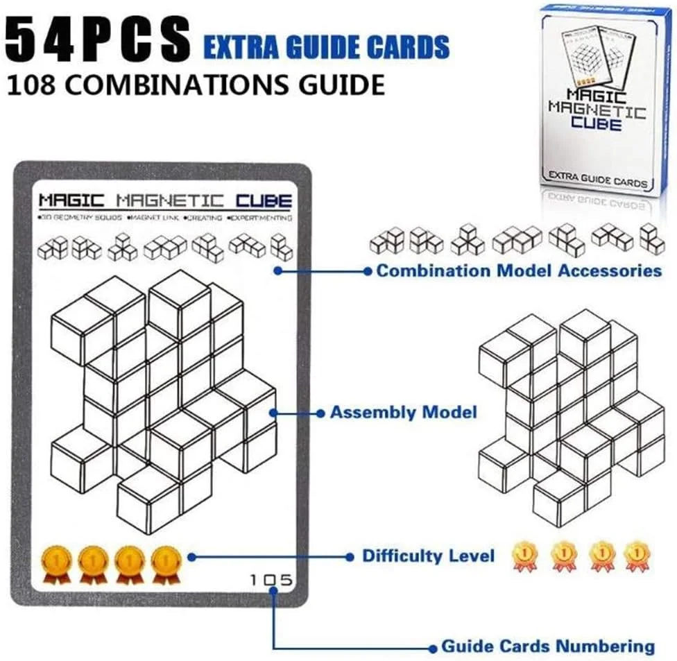 بلوک های ساختنی مغناطیسی AM ANNA - 7 قطعه آجر و 54 کارت هوشمند، اسباب بازی فکری/پازل های تقویت هوش برای رشد کودکان بلوک های ساختنی مغناطیسی AM ANNA - 7 قطعه آجر و 54 کارت هوشمند، اسباب بازی فکری/پازل های تقویت هوش برای رشد کودکان