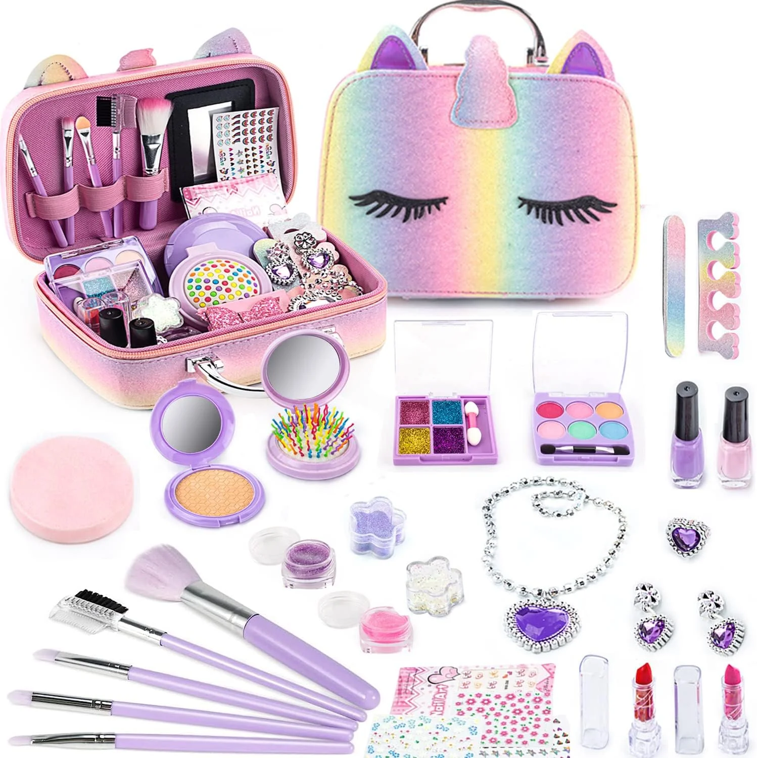 ست لوازم آرایشی کودکان AM ANNA، 30 تکه، اسباب بازی آرایشی واقعی برای دختران کوچک، لوازم آرایشی شاهزاده خانم ایمن، غیر سمی و قابل شستشو، هدیه تولد برای کودکان 3 تا 12 سال