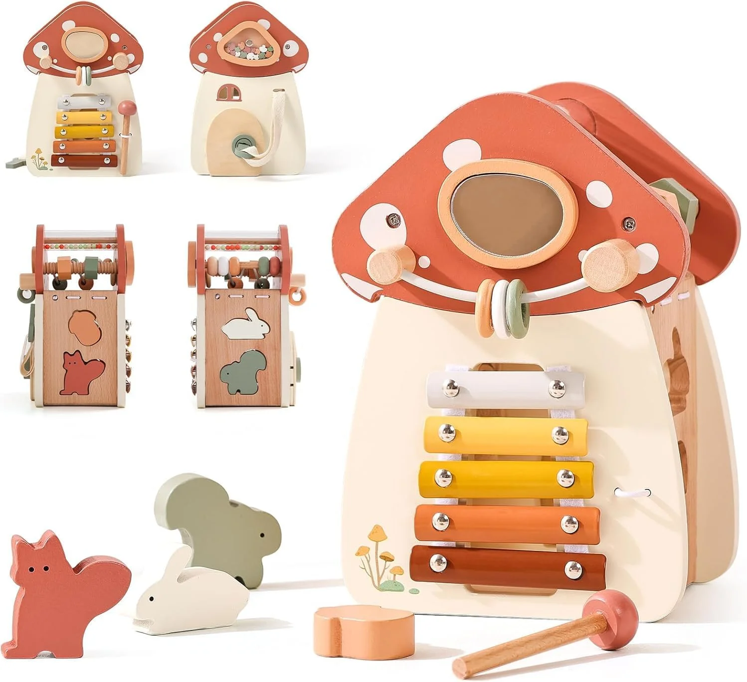 مکعب فعالیت چوبی AM ANNA، اسباب بازی های حسی مسافرتی 8 در 1 برای کودکان نوپا 1-3 ساله، اسباب بازی های آموزشی چند منظوره برای کودکان نوپا، مرتب کننده اشکال اسباب بازی های مونته سوری برای هدیه تولد 1 2 ساله