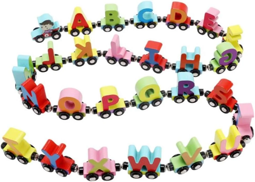 اسباب بازی قطار مغناطیسی حروف الفبای چوبی AM ANNA (مجموعه 27 قطعه)