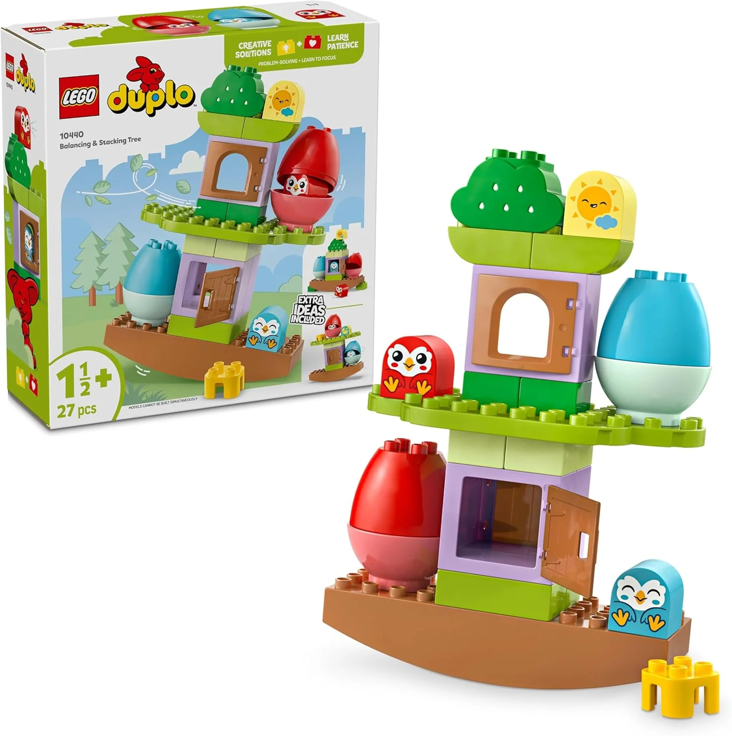 لگو دوپلو اولین درخت تعادلی و چیدنی من، اسباب بازی های آموزشی برای پسران و دختران 1.5 سال به بالا، مجموعه یادگیری کودکان نوپا با 2 فیگور پرنده، بازی خلاقانه را تشویق می کند، 10440