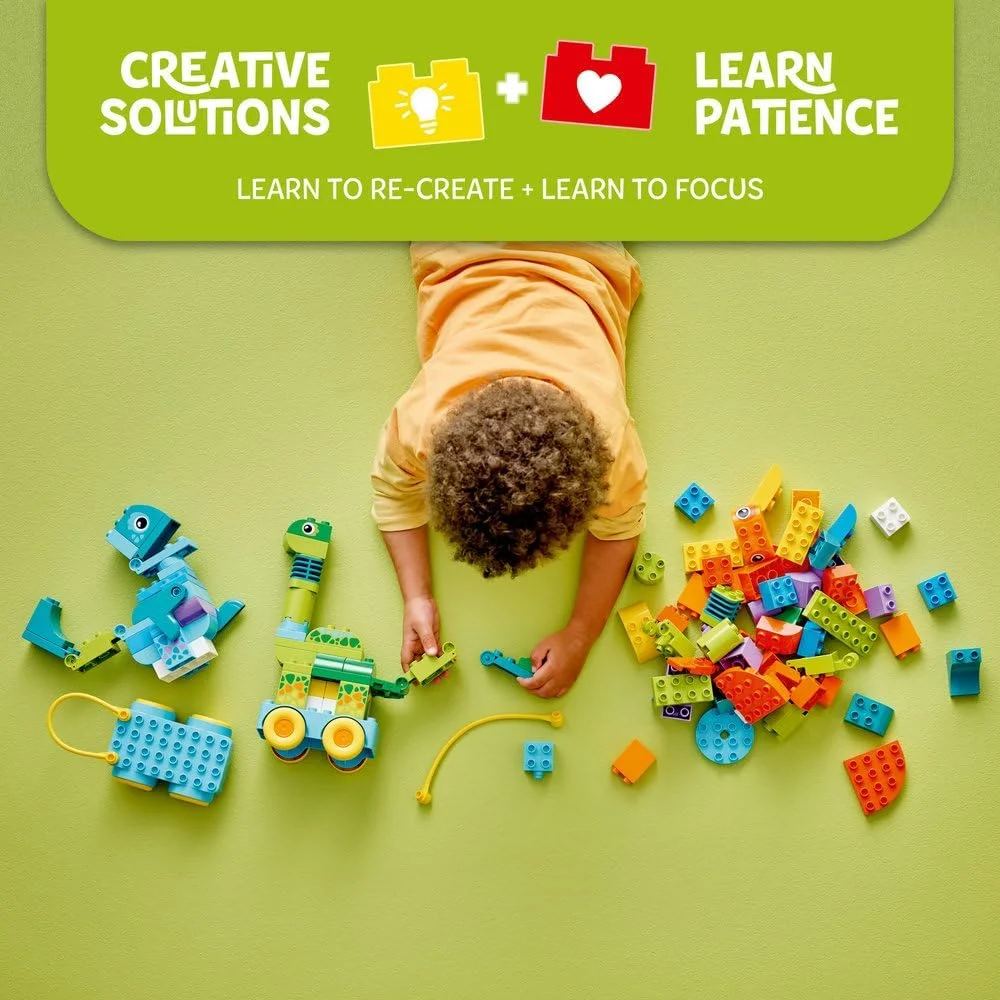 لگو دوپلو 3 در 1 دایناسورها روی چرخ - اسباب بازی آموزشی برای پسران و دختران 3+ ساله برای ساخت دیپلودوکوس و تی رکس، تریسراتوپس و استگوسوروس یا فیگورهای دایناسور پتراودون و پاراسورولوفوس - 10451