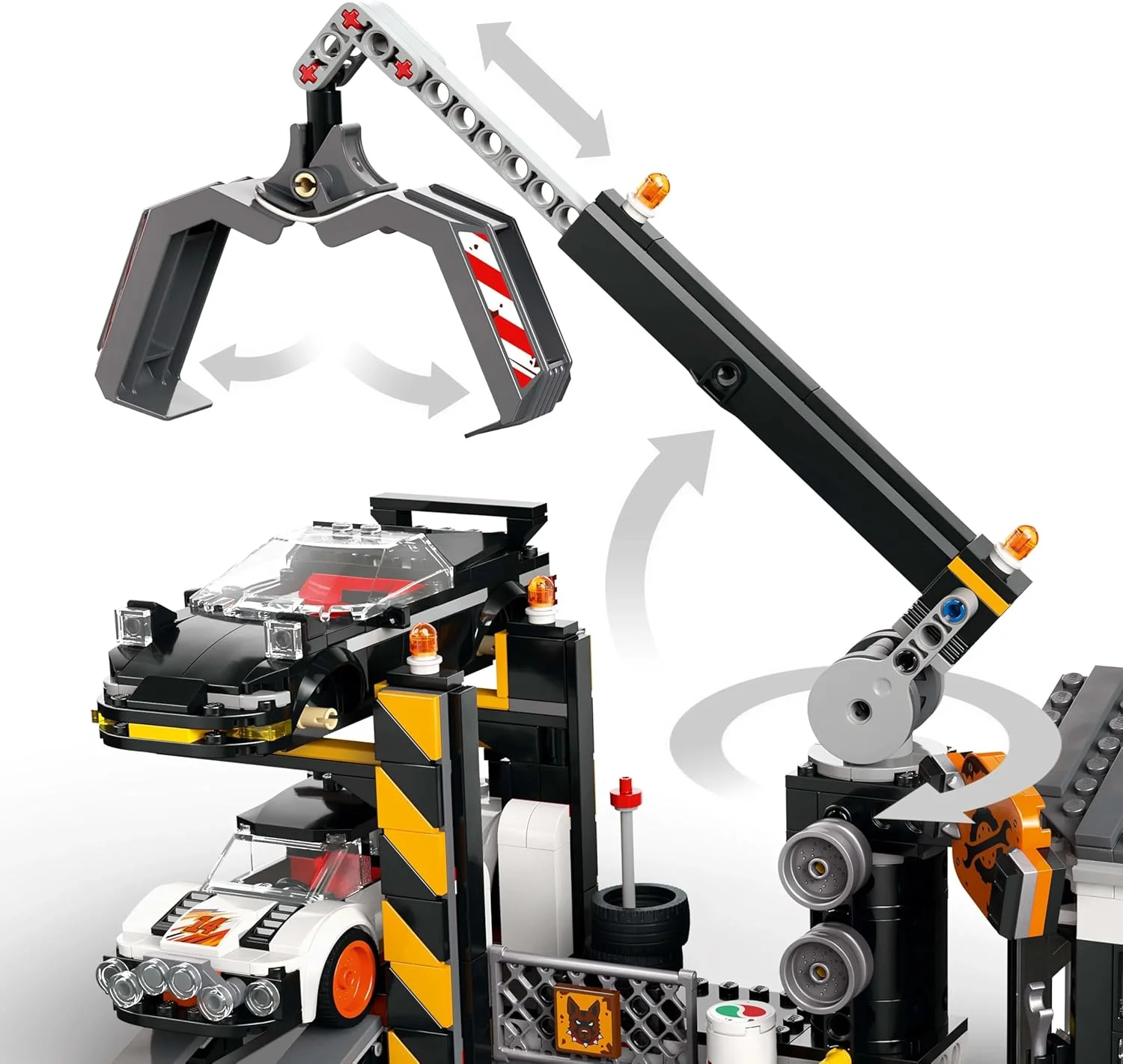 مجموعه اسباب بازی ساختنی بازیافتگاه لگو سیتی با ماشین ها، شامل دستگاه خردکن، جرثقیل، 2 ماشین اسباب بازی، 4 مینی فیگور کارگر و یک ساختمان اداری - هدیه تولد برای پسران و دختران 8 سال به بالا - 60472