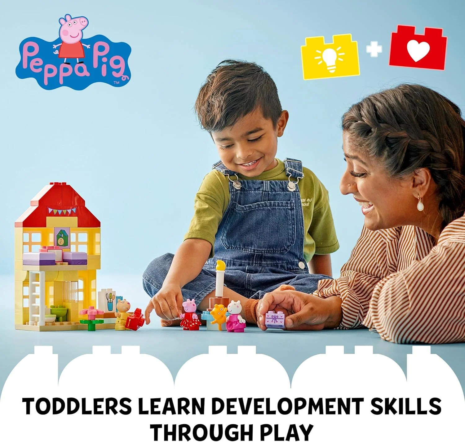 خانه تولد پپا پیگ لگو DUPLO با 3 فیگور حیوانی، اسباب بازی آموزشی برای کودکان 2 ساله، خانه عروسکی ساختنی برای ایفای نقش خلاقانه، اسباب بازی پپا پیگ برای دختران، پسران و کودکان نوپا، 10433