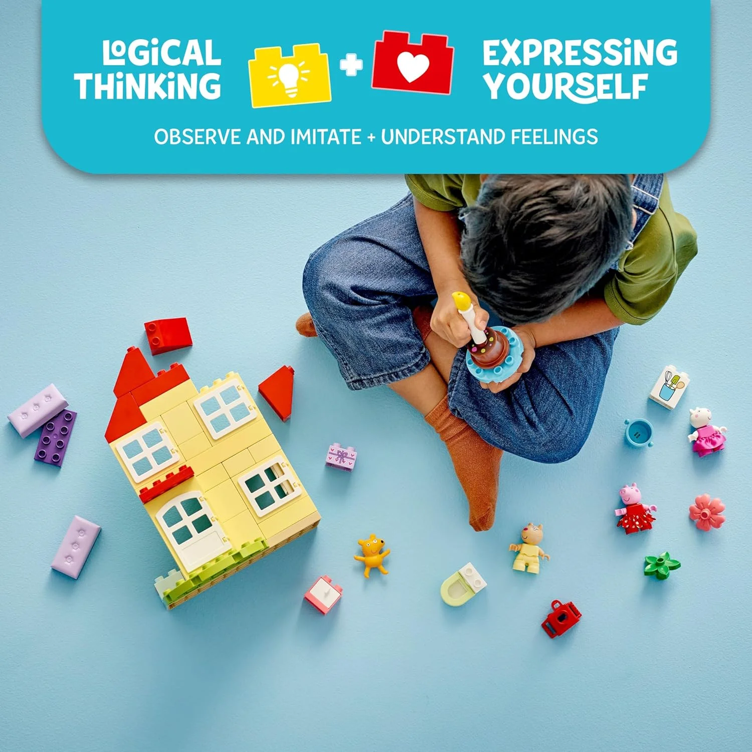 خانه تولد پپا پیگ لگو DUPLO با 3 فیگور حیوانی، اسباب بازی آموزشی برای کودکان 2 ساله، خانه عروسکی ساختنی برای ایفای نقش خلاقانه، اسباب بازی پپا پیگ برای دختران، پسران و کودکان نوپا، 10433