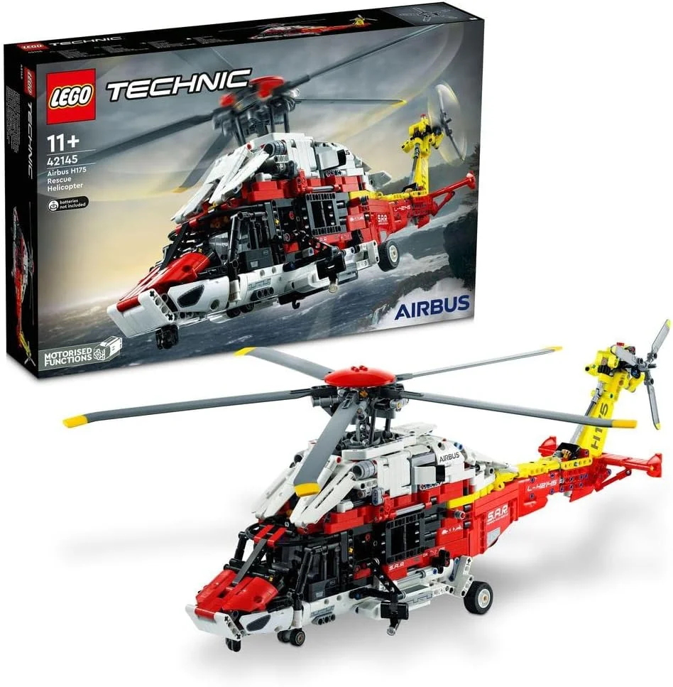 هلیکوپتر نجات ایرباس H175 LEGO Technic، مجموعه ساخت مدل آموزشی برای کودکان، با روتورهای چرخشی و ویژگی های موتوری، اسباب بازی ساختنی 42145