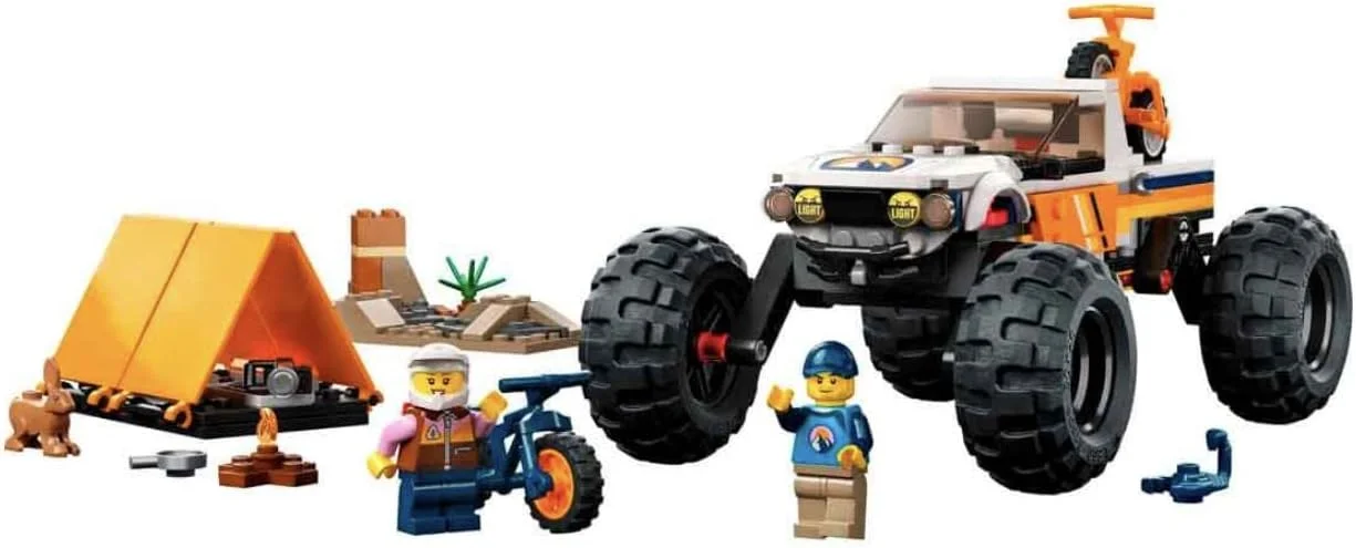 لگو 60387 City 4x4 Off-Roader Adventures Camping Set، ماشین اسباب بازی به سبک Monster Truck با سیستم تعلیق کارآمد و دوچرخه کوهستانی، اسباب بازی وسایل نقلیه برای کودکان 6 سال به بالا