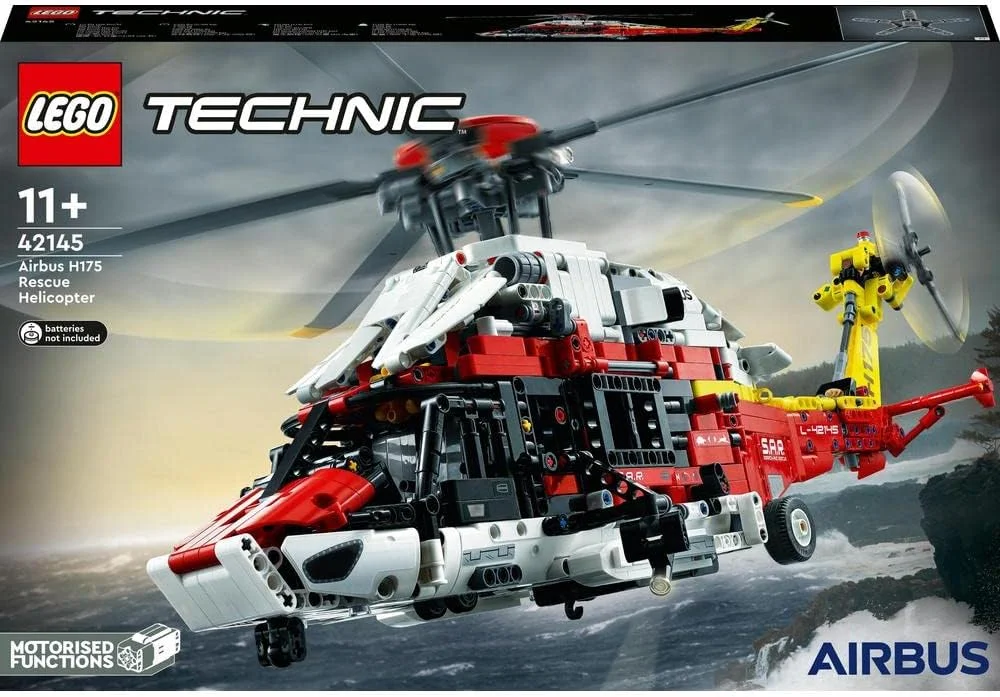 هلیکوپتر نجات ایرباس H175 LEGO Technic، مجموعه ساخت مدل آموزشی برای کودکان، با روتورهای چرخشی و ویژگی های موتوری، اسباب بازی ساختنی 42145