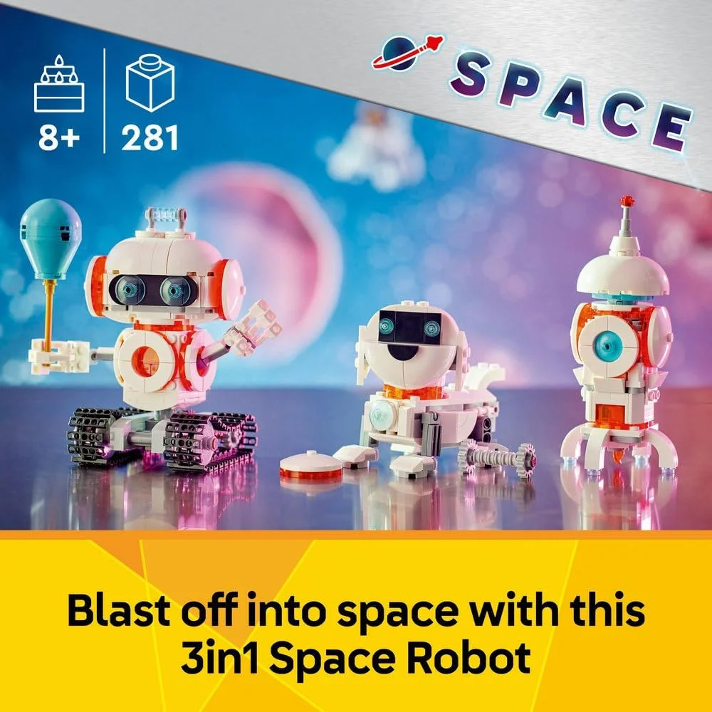 اسباب بازی ربات فضایی LEGO Creator 3in1 - تبدیل به فیگور سگ یا مدل موشک - مجموعه ساختنی برای کودکان - ایده هدیه با تم فضایی برای کودکان، پسران و دختران 8 سال به بالا - 31164