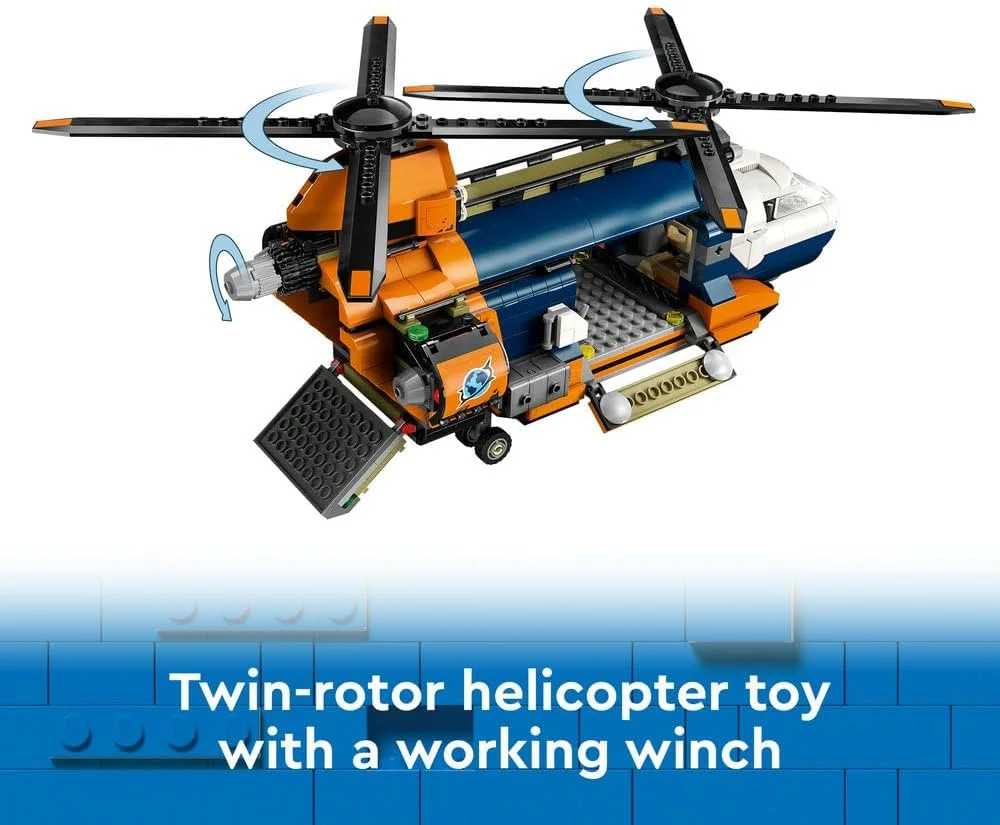 هلیکوپتر کاوشگر جنگل لگو سیتی در پایگاه اصلی، مجموعه ماجراجویی اسباب بازی ساختنی وسایل نقلیه برای کودکان 8 سال به بالا، پسران و دختران، با 5 مینی فیگور و 3 فیگور حیوانات گوریل، ایده هدیه خلاقانه 60437
