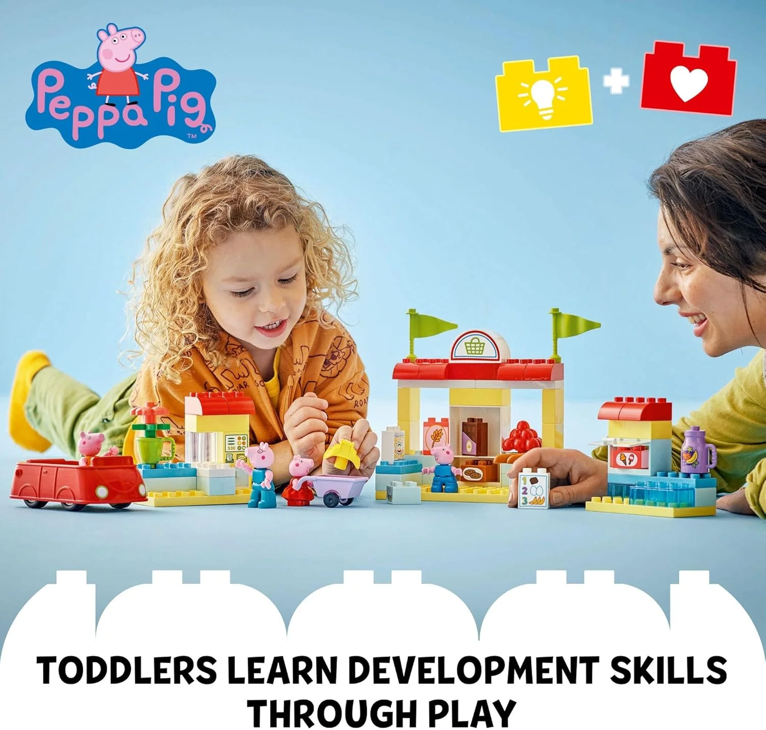 اسباب بازی ساختنی سوپرمارکت پپا پیگ LEGO DUPLO - اسباب بازی پپا پیگ برای دختران و پسران، 2+ سال - هدیه برای کریسمس - مجموعه بازی وانمودی برای پیش دبستانی - یادگیری و آموزش - 10434