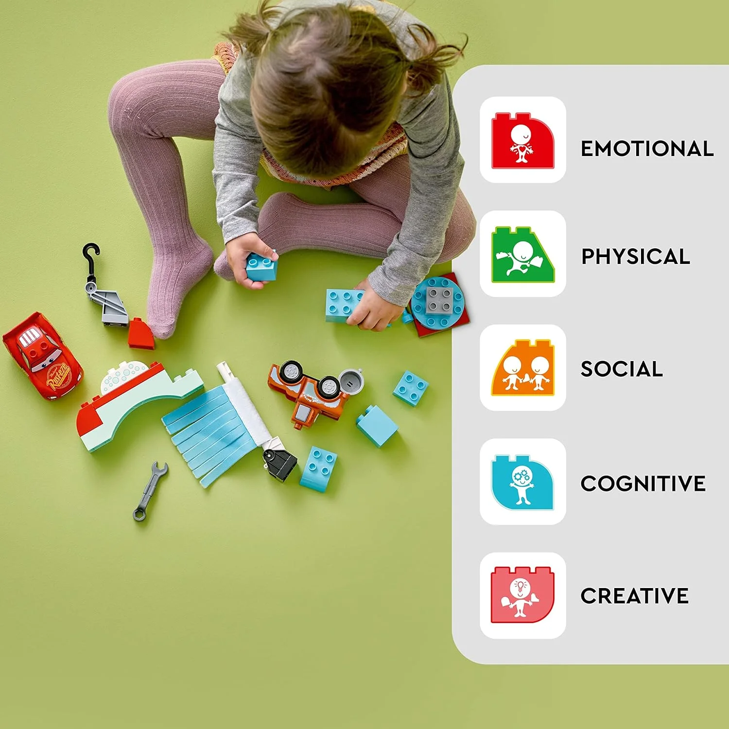 لگو دوپلو دیزنی و پیکسار ماشین ها، تفریح کارواش لایتنینگ مک‌کوئین و ماتر 10996، اسباب بازی ساختنی برای کودکان نوپا 2 ساله، پسران و دختران، ایده هدیه تولد