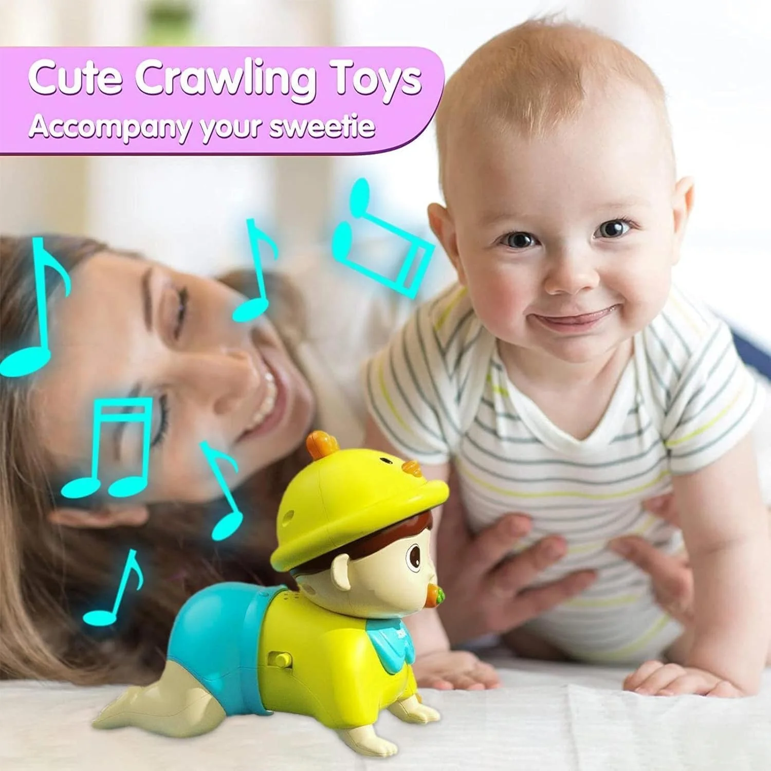 اسباب بازی خزیدن کودک AMERTEER، اسباب بازی های موزیکال کودک نوپا برای خزیدن نوزادان با نور و صدا، اسباب بازی خرچنگ برای زمان شکم، اسباب بازی آموزشی برای نوزادان 6 تا 18 ماهه، اسباب بازی های یادگیری نوزاد برای پسران و دختران