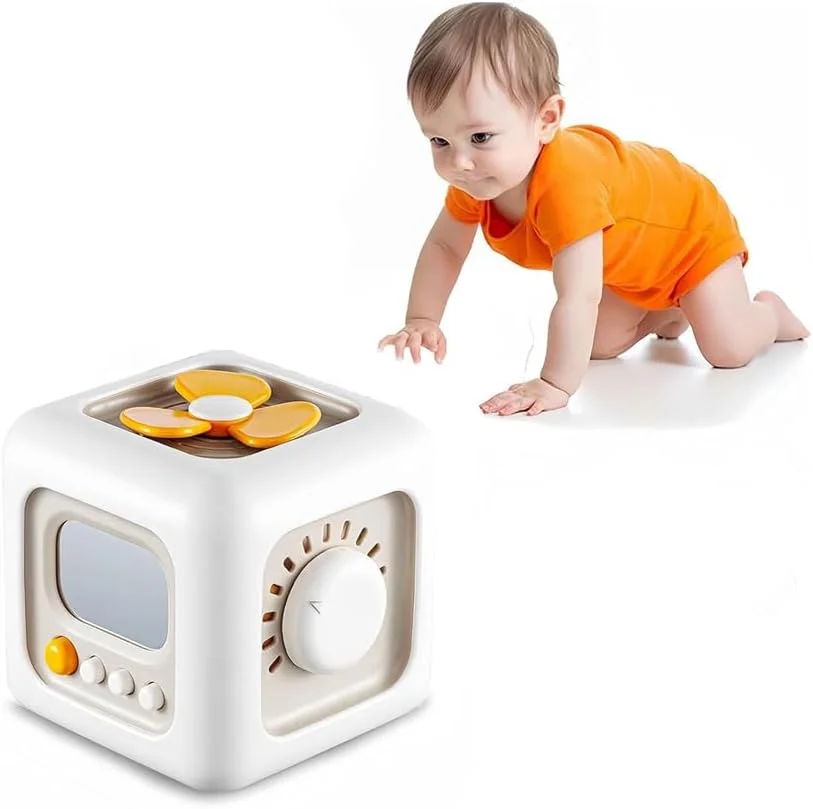 مکعب سرگرمی 6 در 1 AMERTEER برای کودکان نوپا 1+ سال، اسباب بازی آموزشی مسافرتی برای کودکان 1-3 ساله، هدیه تولد آموزشی برای پسران و دختران