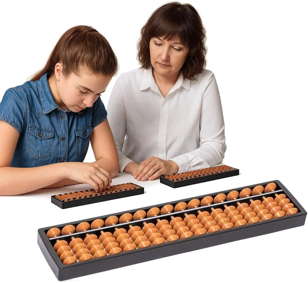 اسباب بازی چرتکه کودکان AMERTEER، ابزار ریاضی آموزشی 17 ردیفه، پازل اعداد چوبی، ساختار پلاستیکی بادوام، ستون مهره های سوروبان 17 رقمی، وسایل کمک آموزشی ریاضی مدرسه کودک سنتی - قهوه ای