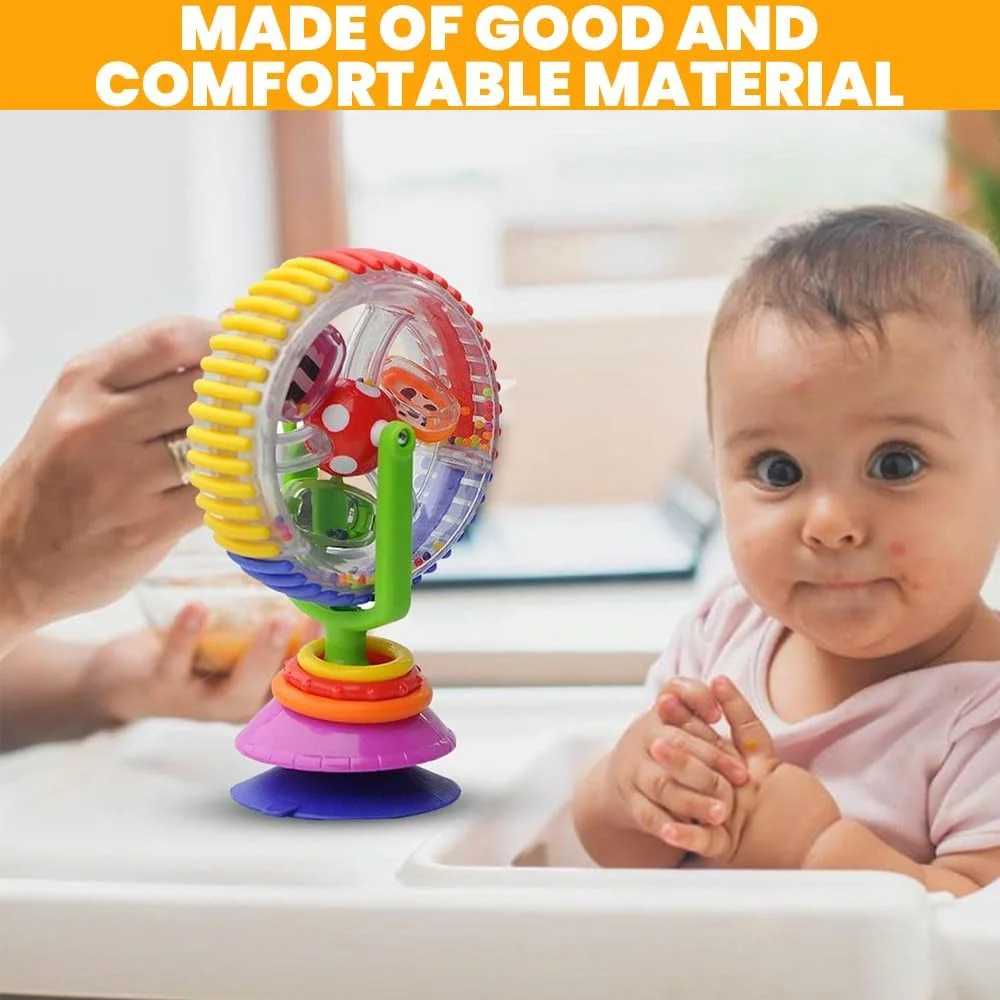 اسباب بازی چرخ و فلک کودک AMERTEER - چرخ و فلک سه رنگ چرخان با فنجان مکنده، اسباب بازی های آموزشی حسی چرخشی برای نوزاد، اسباب بازی فعالیت چند رنگ خلاقانه برای صندلی غذا، بازی یادگیری