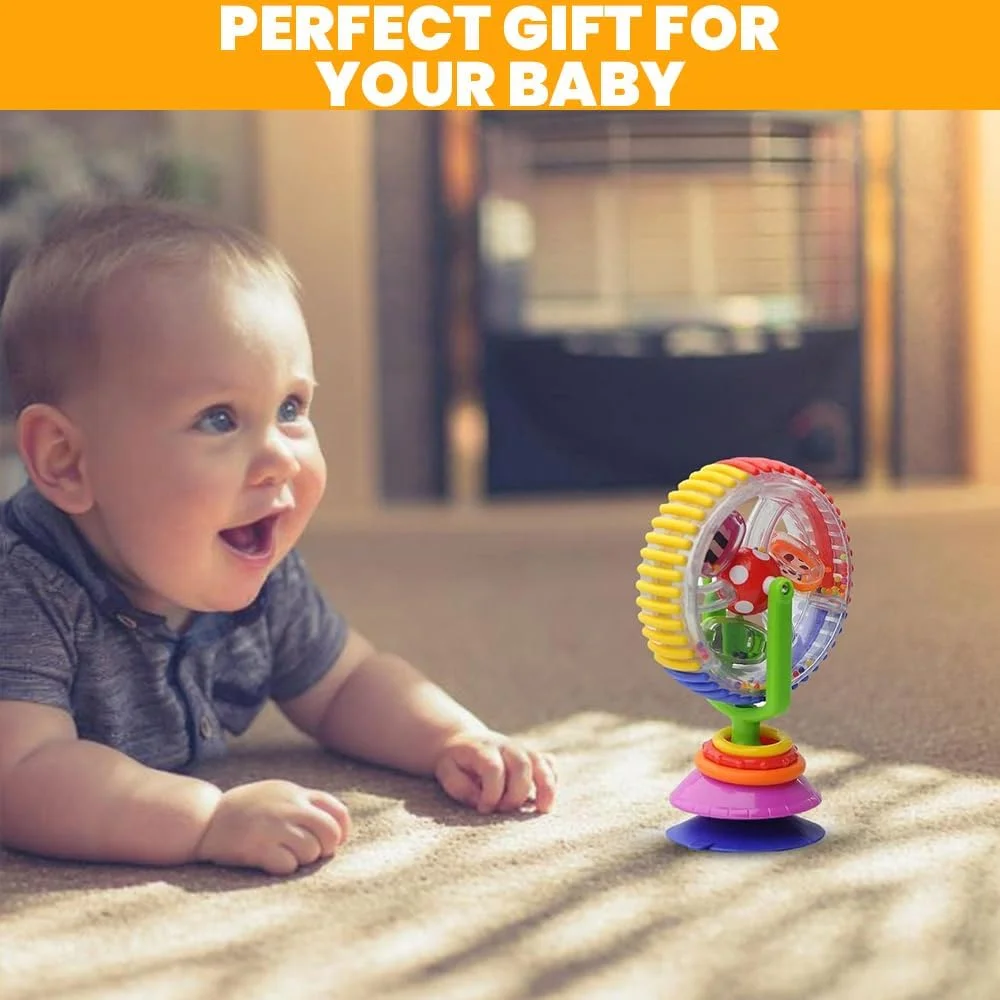 اسباب بازی چرخ و فلک کودک AMERTEER - چرخ و فلک سه رنگ چرخان با فنجان مکنده، اسباب بازی های آموزشی حسی چرخشی برای نوزاد، اسباب بازی فعالیت چند رنگ خلاقانه برای صندلی غذا، بازی یادگیری