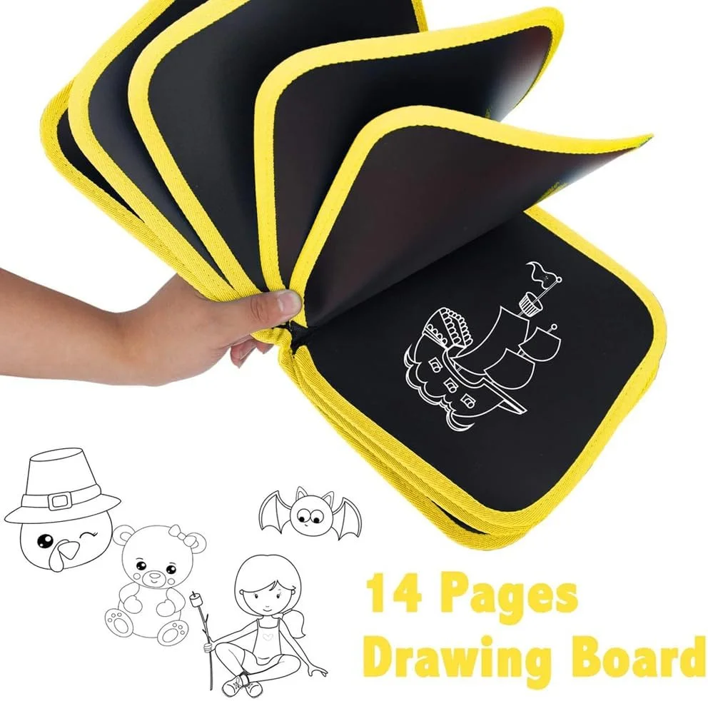 دفتر نقاشی پاک شدنی AMERTEER برای کودکان 2 تا 8 سال، پد طراحی قابل استفاده مجدد با ماژیک های گچی رنگی، اسباب بازی های فعالیت مسافرتی برای کودکان نوپا، اسباب بازی آموزشی پیش دبستانی، هدیه برای پسران و دختران