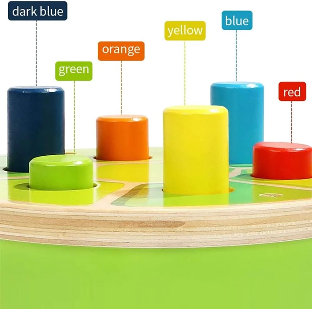 اسباب بازی چوبی کوبیدنی لاک پشتی AMERTEER برای کودکان - اسباب بازی چوبی کلاسیک با 6 میخ رنگارنگ و چکش، اسباب بازی کوبیدنی تعاملی با تم لاک پشت برای نوزادان و کودکان نوپا، کیت آموزشی مهارت های حرکتی ظریف و حسی