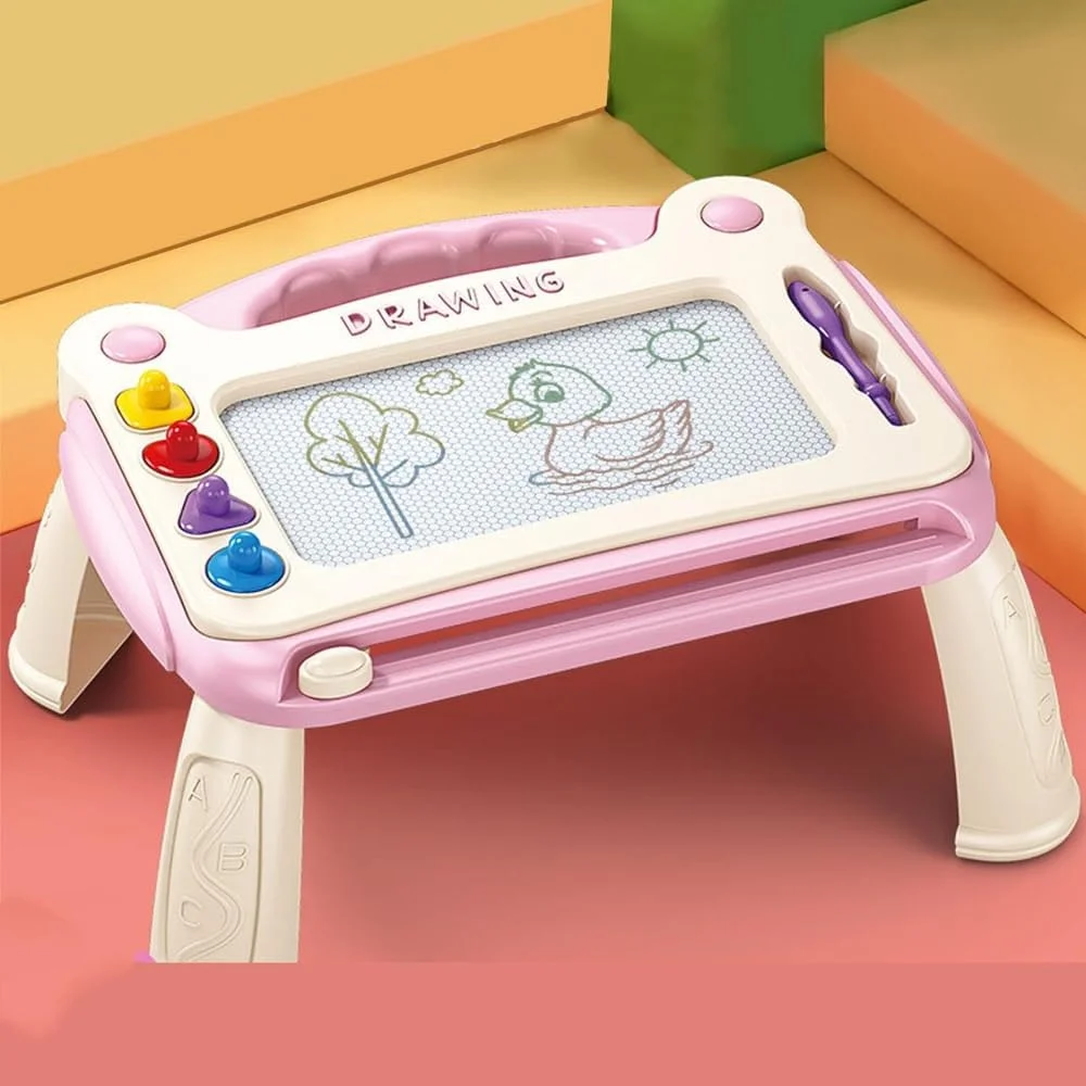 تخته نقاشی مغناطیسی کودکانه AMERTEER، تخته های طراحی پاک شدنی با پایه و قلم، پد طراحی قابل استفاده مجدد بدون کثیف کاری، اسباب بازی فعالیت مسافرتی برای کودکان نوپا، هدیه آموزشی برای سنین 3-6 سال، (صورتی)