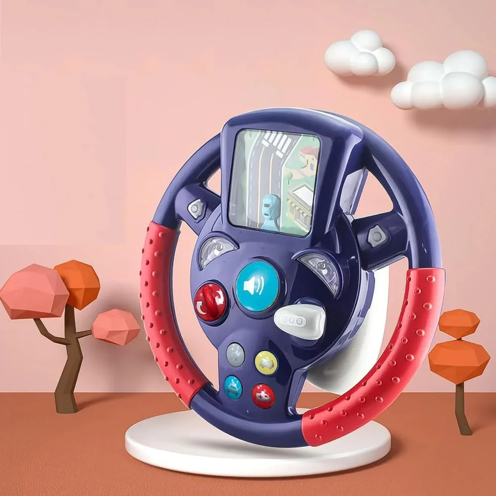 فرمان اسباب بازی کودک Amerteer برای صندلی عقب ماشین | فرمان برای صندلی ماشین کودک | اسباب بازی حسی ویلیز آموزشی | فرمان اسباب بازی ماشین با مکنده | فرمان برای کودکان در ماشین