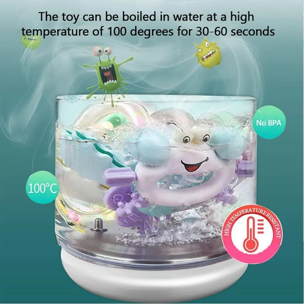 اسباب بازی دندان گیر و جغجغه کودک | 14 تکه اسباب بازی دندان گیر سیلیکونی نرم برای نوزادان 0-12 ماهه | اسباب بازی های حسی نوزاد فاقد BPA با جعبه نگهداری | هدیه ای ایده آل برای رشد آموزشی اولیه