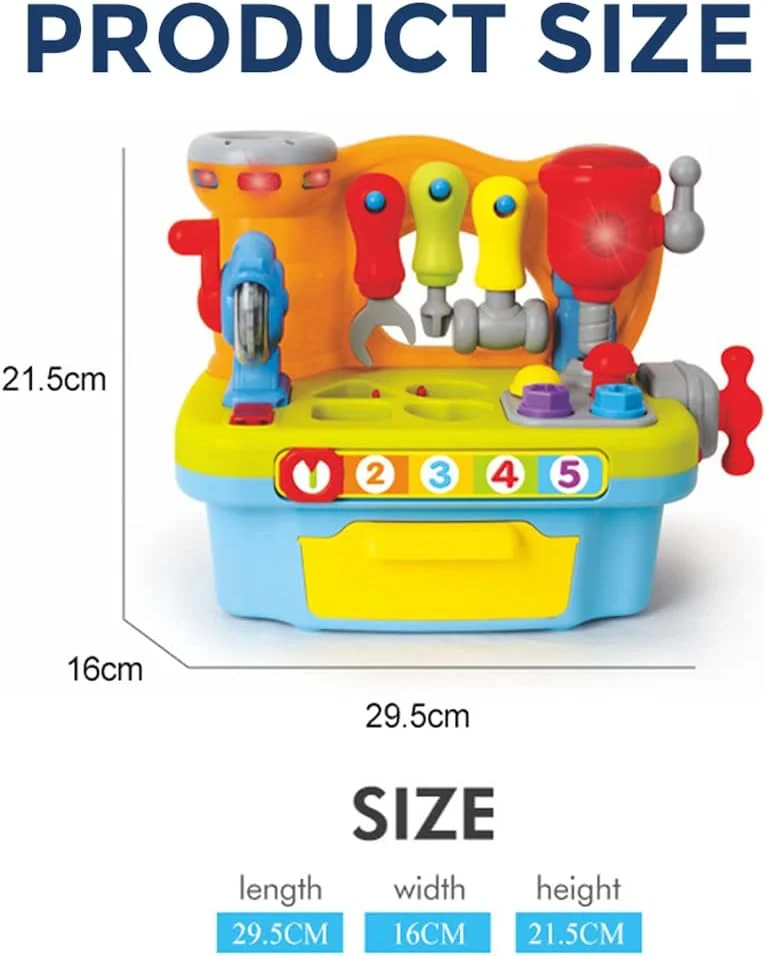 میز ابزار کودک AMERTEER | میز کار آموزشی STEM برای کودکان نوپا با ابزار و جلوه های صوتی | مجموعه ابزار بازی تعاملی برای کودکان | میز کار ساخت و ساز برای رشد اولیه (سنین 3-6 سال) میز ابزار کودک AMERTEER | میز کار آموزشی STEM برای کودکان نوپا با ابزار و جلوه های صوتی | مجموعه ابزار بازی تعاملی برای کودکان | میز کار ساخت و ساز برای رشد اولیه (سنین 3-6 سال)