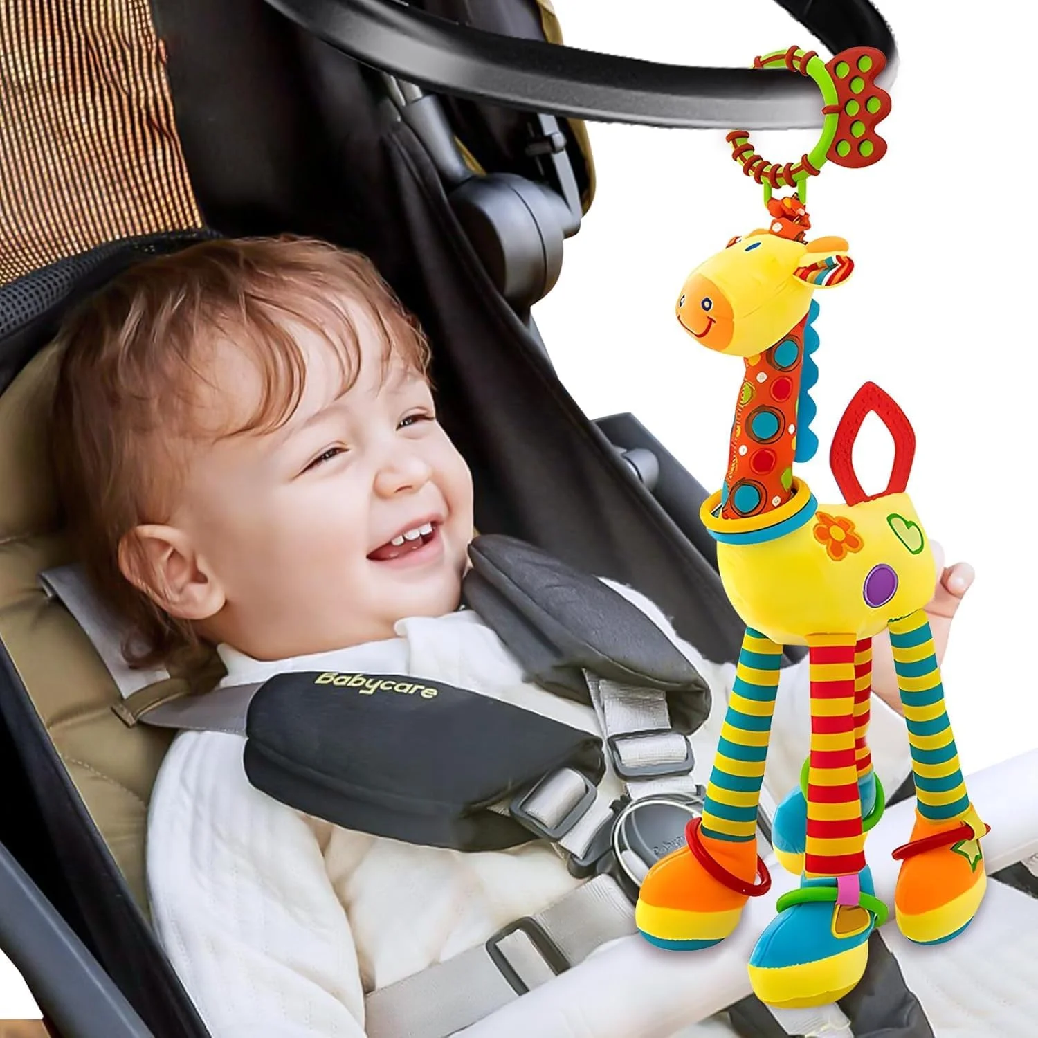 آویز اسباب بازی صندلی ماشین کودک AMERTEER با حلقه C، آویز مارپیچی موبایل کودک، اسباب بازی کالسکه، اسباب بازی صندلی چرخدار، اسباب بازی کالسکه جذاب برای رشد و بازی حسی (گوزن)