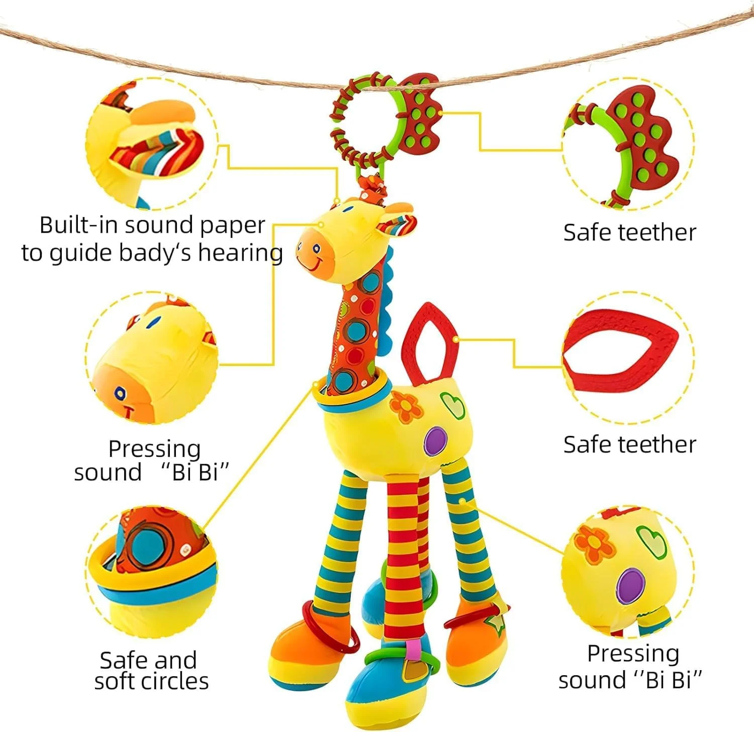 آویز اسباب بازی صندلی ماشین کودک AMERTEER با حلقه C، آویز مارپیچی موبایل کودک، اسباب بازی کالسکه، اسباب بازی صندلی چرخدار، اسباب بازی کالسکه جذاب برای رشد و بازی حسی (گوزن)