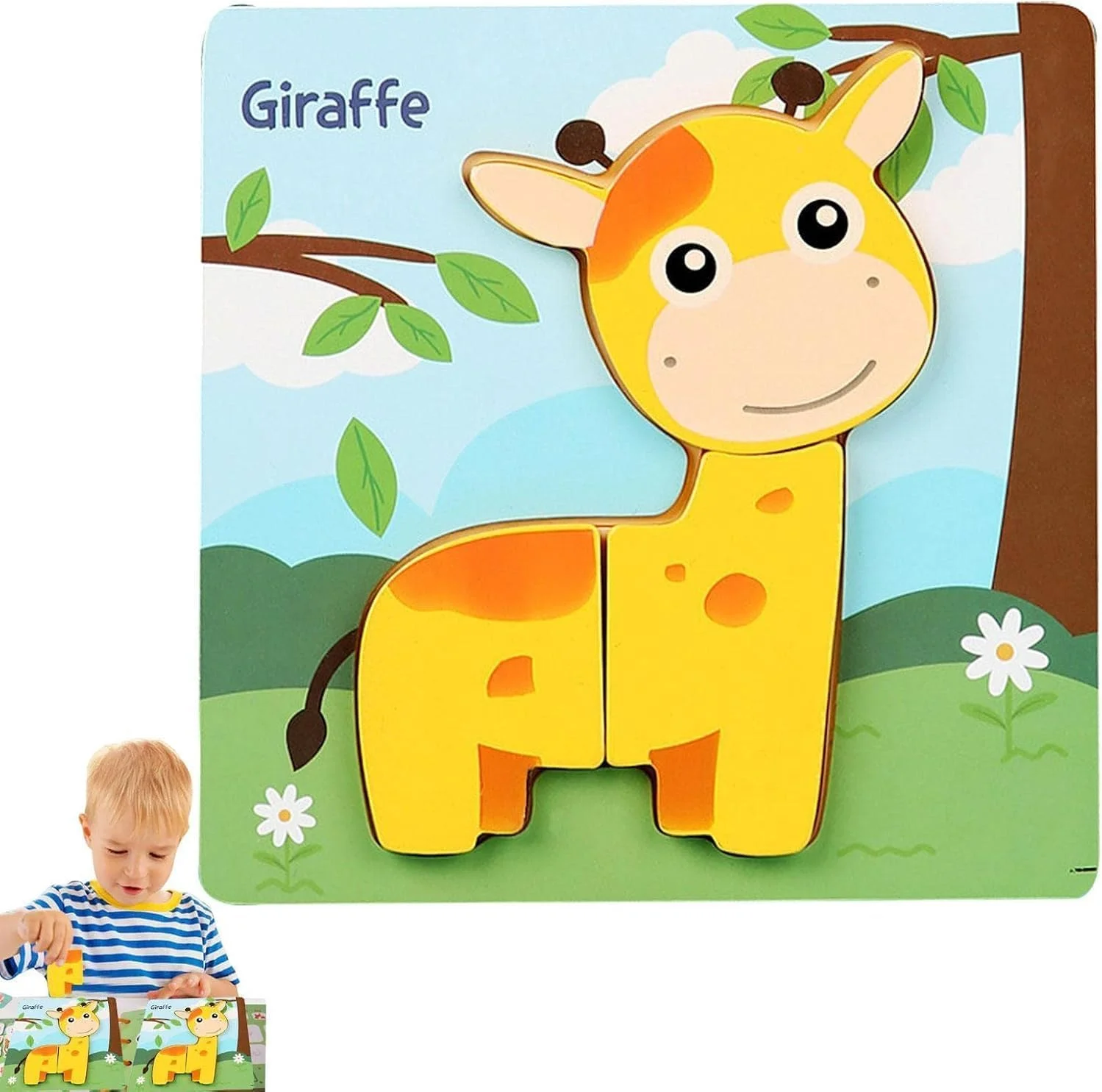 پازل چوبی کودکان AMERTEER - اسباب بازی پازل اره منبت کاری اره مویی آموزشی مونته سوری، تخته اره منبت کاری اره مویی چوبی برای کودکان 2-4 ساله، اسباب بازی یادگیری اولیه برای مهارت های حرکتی ظریف و هماهنگی چشم و دست