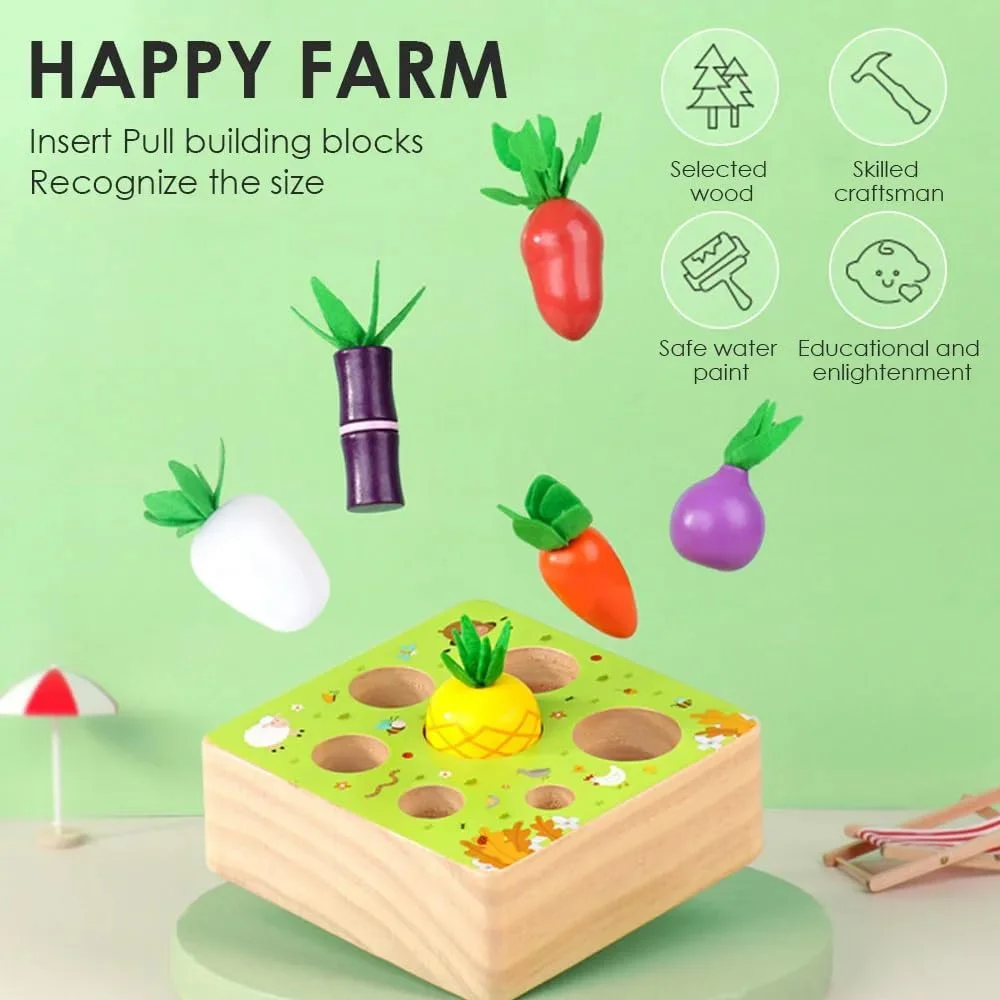 اسباب بازی های آموزشی چوبی مونته سوری AMERTEER برای کودکان نوپا - اسباب بازی های مرتب سازی سبزیجات برای دختران و پسران 1 2 3 ساله، بازی چوبی پیش دبستانی برای یادگیری مهارت های حرکتی ظریف