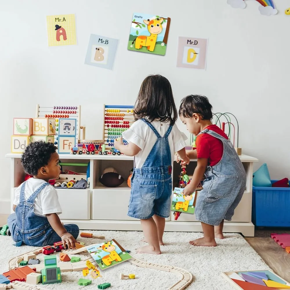 پازل چوبی کودکان AMERTEER - اسباب بازی پازل اره منبت کاری اره مویی آموزشی مونته سوری، تخته اره منبت کاری اره مویی چوبی برای کودکان 2-4 ساله، اسباب بازی یادگیری اولیه برای مهارت های حرکتی ظریف و هماهنگی چشم و دست