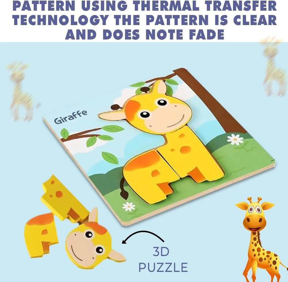 پازل چوبی کودکان AMERTEER - اسباب بازی پازل اره منبت کاری اره مویی آموزشی مونته سوری، تخته اره منبت کاری اره مویی چوبی برای کودکان 2-4 ساله، اسباب بازی یادگیری اولیه برای مهارت های حرکتی ظریف و هماهنگی چشم و دست