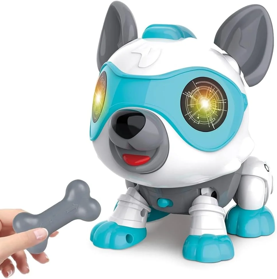 اسباب بازی سگ رباتی AMERTEER برای کودکان، توله سگ کنترل شونده با صدا با حسگر لمسی، ربات های رقصنده تعاملی و هوشمند، سگ اسباب بازی بدلکاری RC با چشمان LED صدا دار، اسباب بازی حیوانات خانگی الکترونیکی، اسباب بازی آموزشی STEM