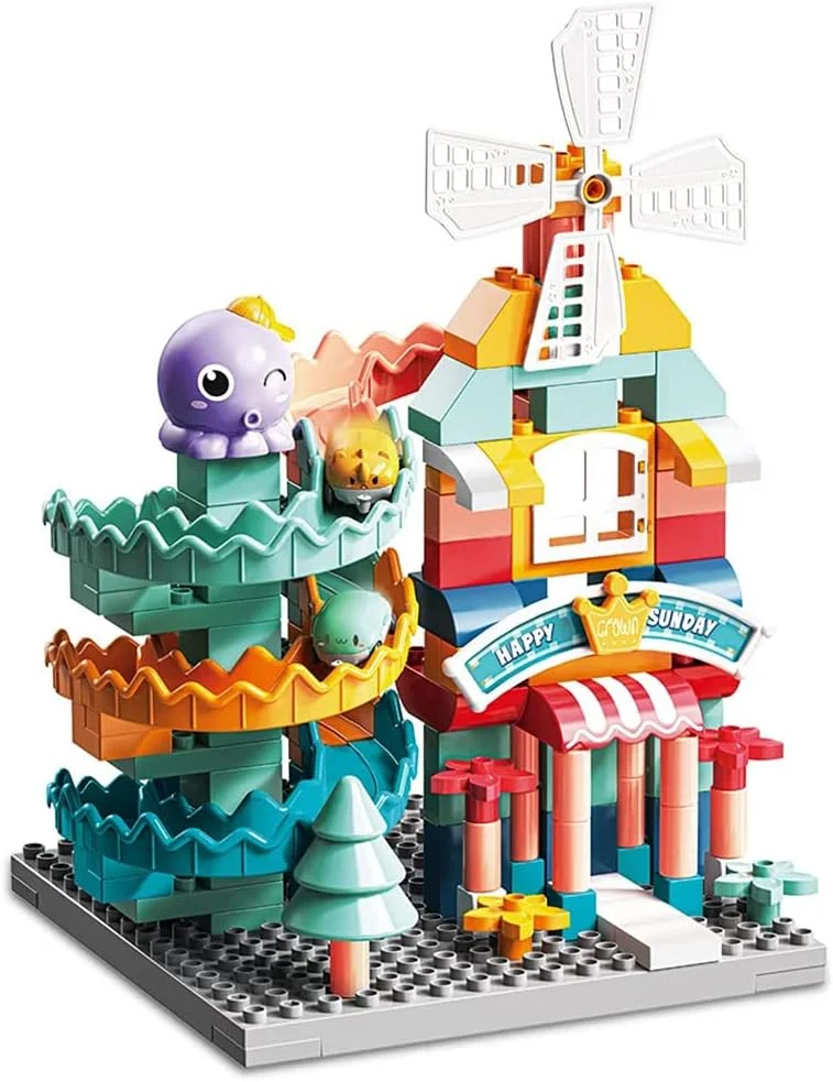 آجرهای ساختمانی AMERTEER - اسباب بازی های ساخت اختاپوس برای کودکان، 101 قطعه بلوک پلاستیکی اسباب بازی های DIY سرسره ماشین، مسابقه، اسباب بازی های ساخت و ساز، بلوک های ساختمانی پلاستیکی آموزشی STEM برای کودکان 4-8 سال