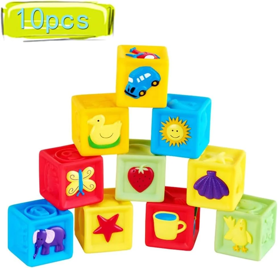 بلوک های سیلیکونی کودک AMERTEER - 10 عدد بلوک ساختمانی نرم، اسباب بازی آموزشی اولیه که می توان آن را جوشاند و گاز گرفت و بلوک های حسی آموزش پیش دبستانی با شکل و بافت های مختلف برای کودکان نوپا 0-3 ساخت. بلوک های سیلیکونی کودک AMERTEER - 10 عدد بلوک ساختمانی نرم، اسباب بازی آموزشی اولیه که می توان آن را جوشاند و گاز گرفت و بلوک های حسی آموزش پیش دبستانی با شکل و بافت های مختلف برای کودکان نوپا 0-3 ساخت.