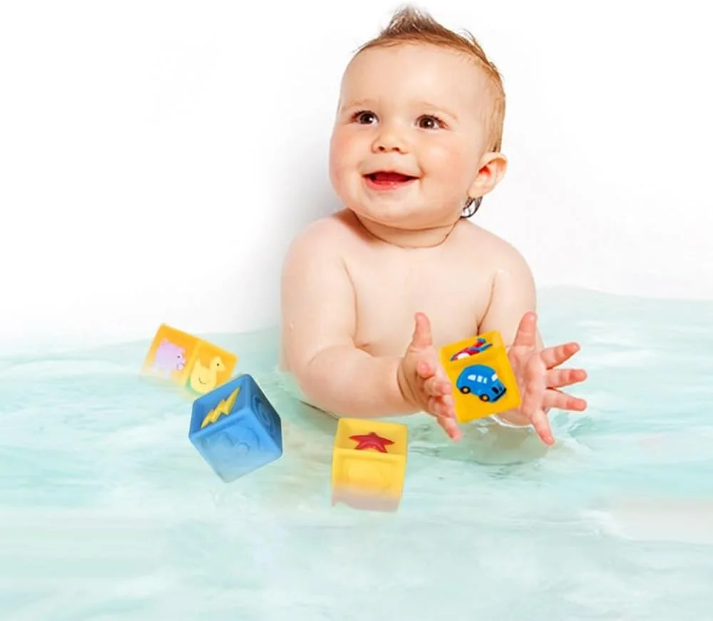 بلوک های سیلیکونی کودک AMERTEER - 10 عدد بلوک ساختمانی نرم، اسباب بازی آموزشی اولیه که می توان آن را جوشاند و گاز گرفت و بلوک های حسی آموزش پیش دبستانی با شکل و بافت های مختلف برای کودکان نوپا 0-3 ساخت.