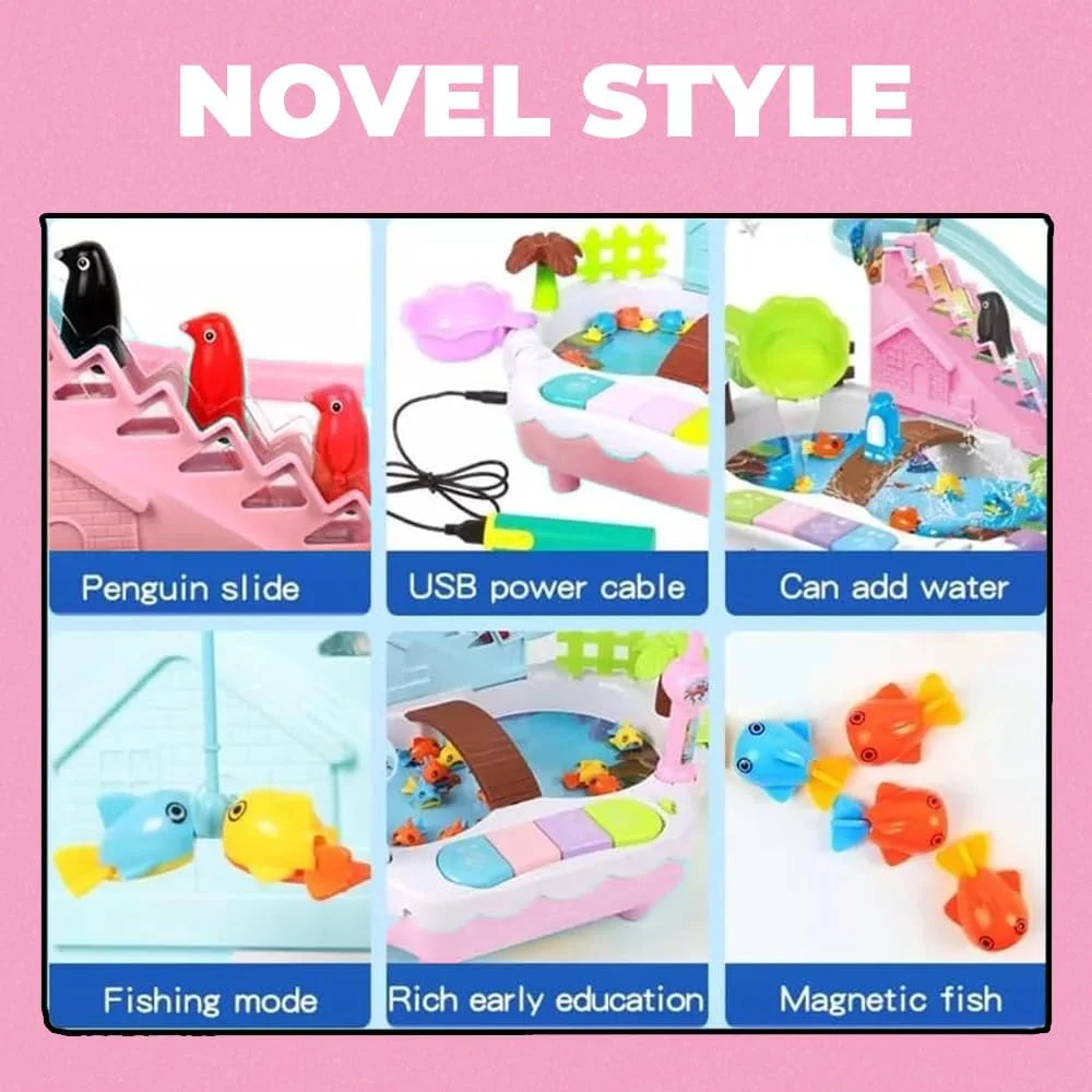 اسباب بازی ماهیگیری مغناطیسی AMERTEER برای کودکان، اسباب بازی سرسره پله نوردی و مجموعه بازی آبی، اسباب بازی حمام مونته سوری و اسباب بازی آموزشی آبی، بازی ماهیگیری با ماهی مغناطیسی، اسباب بازی حمام آموزشی پیش دبستانی برای کودکان