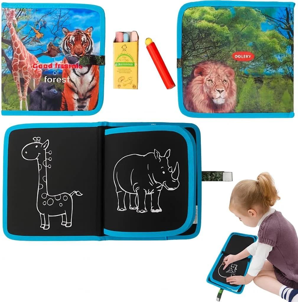 دفتر نقاشی پاک شدنی AMERTEER، دفترچه طراحی قابل استفاده مجدد - 3 گچ و 1 قلم، کتاب های فعالیت بی صدا و بدون کثیف کاری برای کودکان نوپا، اسباب بازی آموزشی مسافرتی قابل حمل و هدیه برای پسران و دختران دفتر نقاشی پاک شدنی AMERTEER، دفترچه طراحی قابل استفاده مجدد - 3 گچ و 1 قلم، کتاب های فعالیت بی صدا و بدون کثیف کاری برای کودکان نوپا، اسباب بازی آموزشی مسافرتی قابل حمل و هدیه برای پسران و دختران