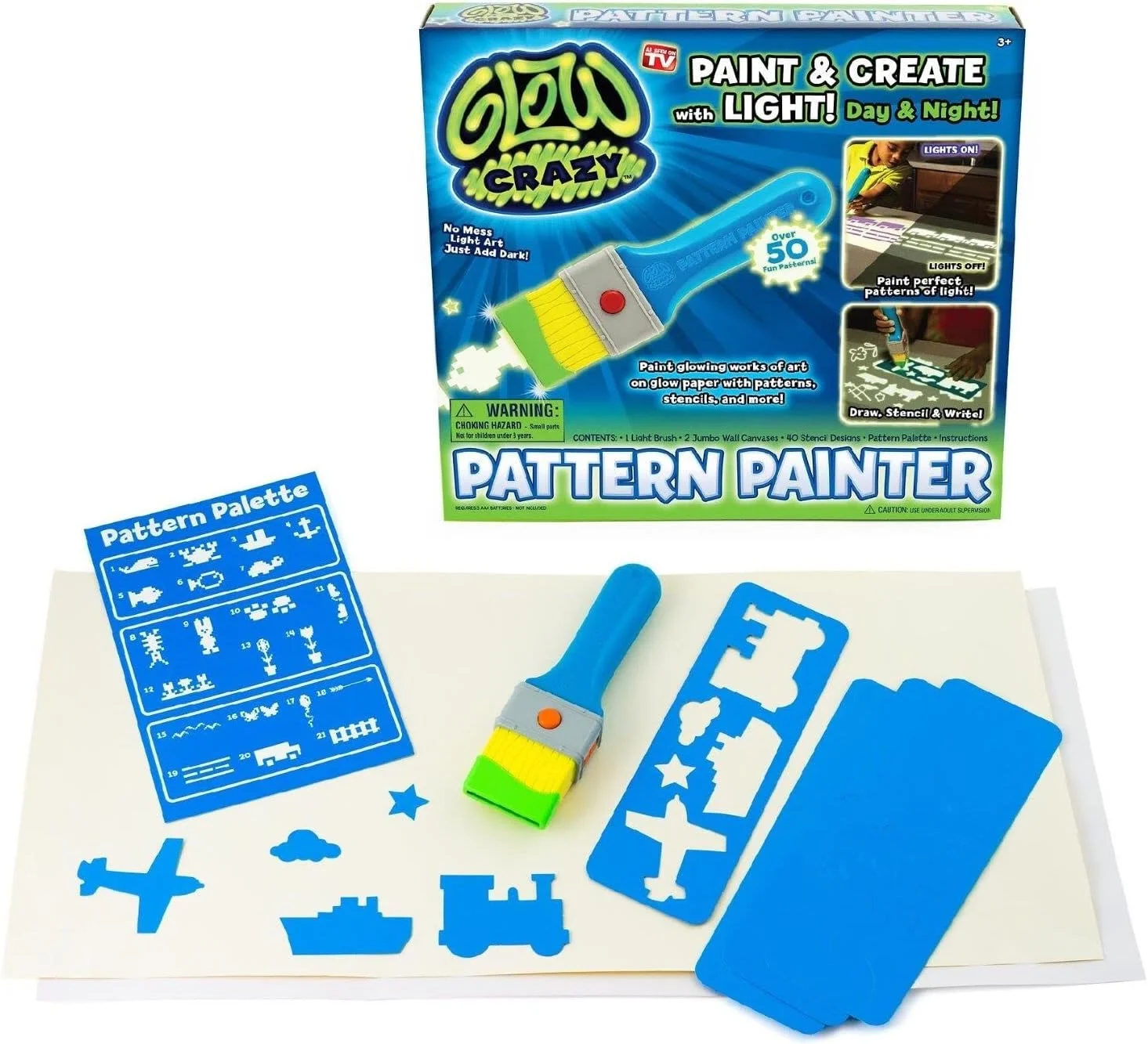 نقاش الگو AMERTEER با شابلون، ست هنری شبتاب کودکان، قلممو و رنگ نورانی، کیت نقاشی بدون کثیفکاری برای کودکان، اسباببازی ایمن و خلاقانه برای سنین 3 سال به بالا نقاش الگو AMERTEER با شابلون، ست هنری شبتاب کودکان، قلممو و رنگ نورانی، کیت نقاشی بدون کثیفکاری برای کودکان، اسباببازی ایمن و خلاقانه برای سنین 3 سال به بالا