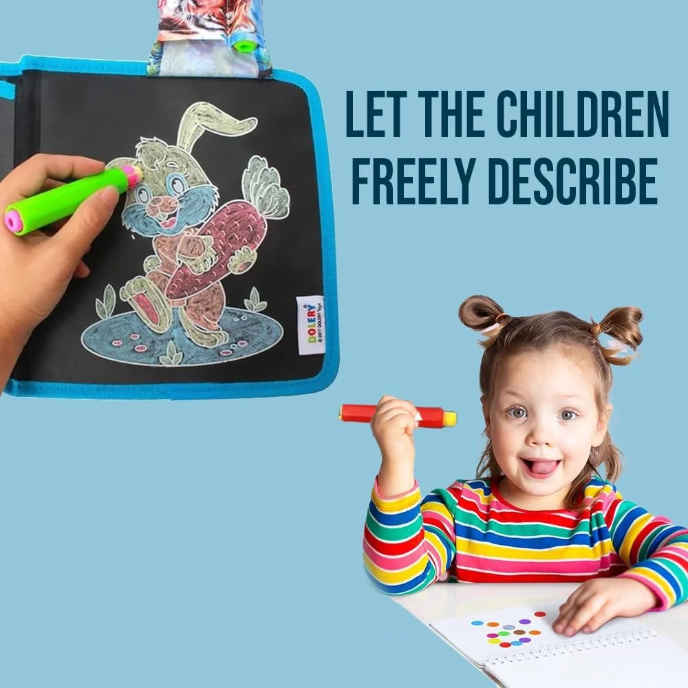 دفتر نقاشی پاک شدنی AMERTEER، دفترچه طراحی قابل استفاده مجدد - 3 گچ و 1 قلم، کتاب های فعالیت بی صدا و بدون کثیف کاری برای کودکان نوپا، اسباب بازی آموزشی مسافرتی قابل حمل و هدیه برای پسران و دختران