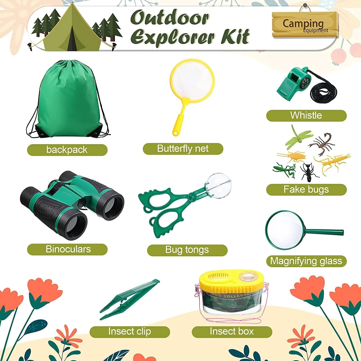 ست کاوشگر AMERTEER برای کودکان | مجموعه 11 تکه ماجراجویی در فضای باز با جلیقه سافاری، دوربین شکاری، ابزار حشره گیری و تور پروانه | تجهیزات اکتشاف و مجموعه کمپینگ | کیت حشره برای پسران و دختران 3-10 ساله ست کاوشگر AMERTEER برای کودکان | مجموعه 11 تکه ماجراجویی در فضای باز با جلیقه سافاری، دوربین شکاری، ابزار حشره گیری و تور پروانه | تجهیزات اکتشاف و مجموعه کمپینگ | کیت حشره برای پسران و دختران 3-10 ساله