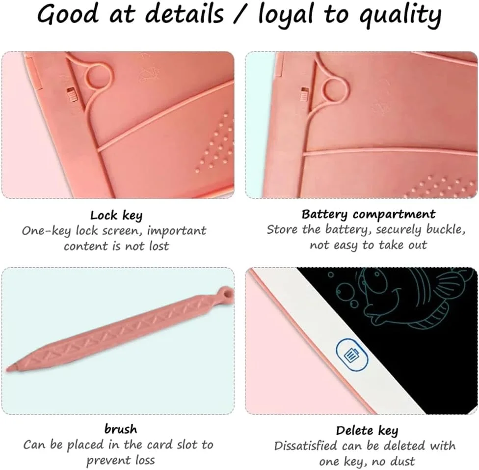 تخته طراحی ال سی دی AMERTEER، تبلت نوشتاری 8.5 اینچی برای کودکان با پاک کردن با یک کلیک و قفل صفحه، تخته طراحی قابل استفاده مجدد، اسباب بازی آموزشی برای کودکان نوپا، تخته نوشتن مسافرتی برای کودکان 3-8 ساله (صورتی)