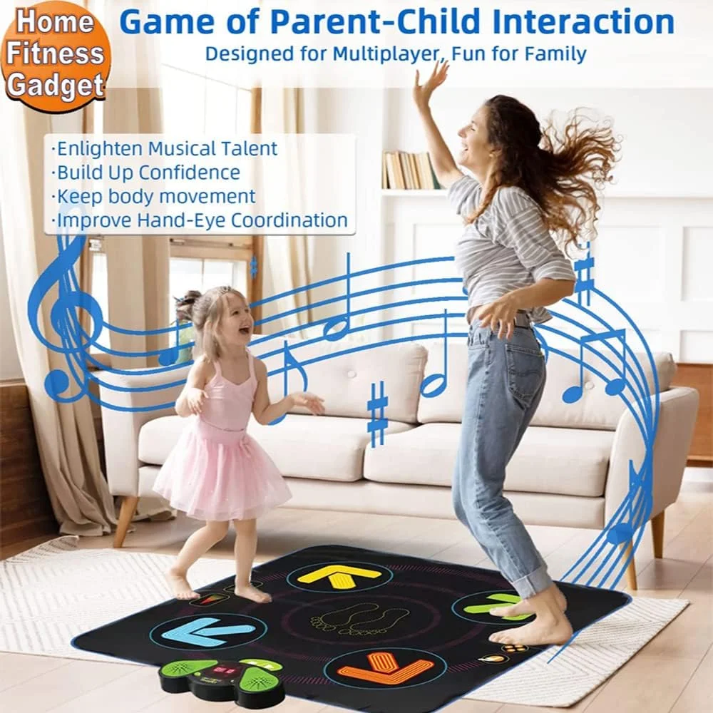 پد رقص AMERTEER برای کودکان | پد بازی تناسب اندام الکترونیکی تعاملی با موسیقی و نور | پد رقص غیر لغزنده قابل حمل برای کودکان و بزرگسالان | پد ورزشی سرگرم کننده خانگی برای تمرینات تناسب اندام و بازی کاردیو