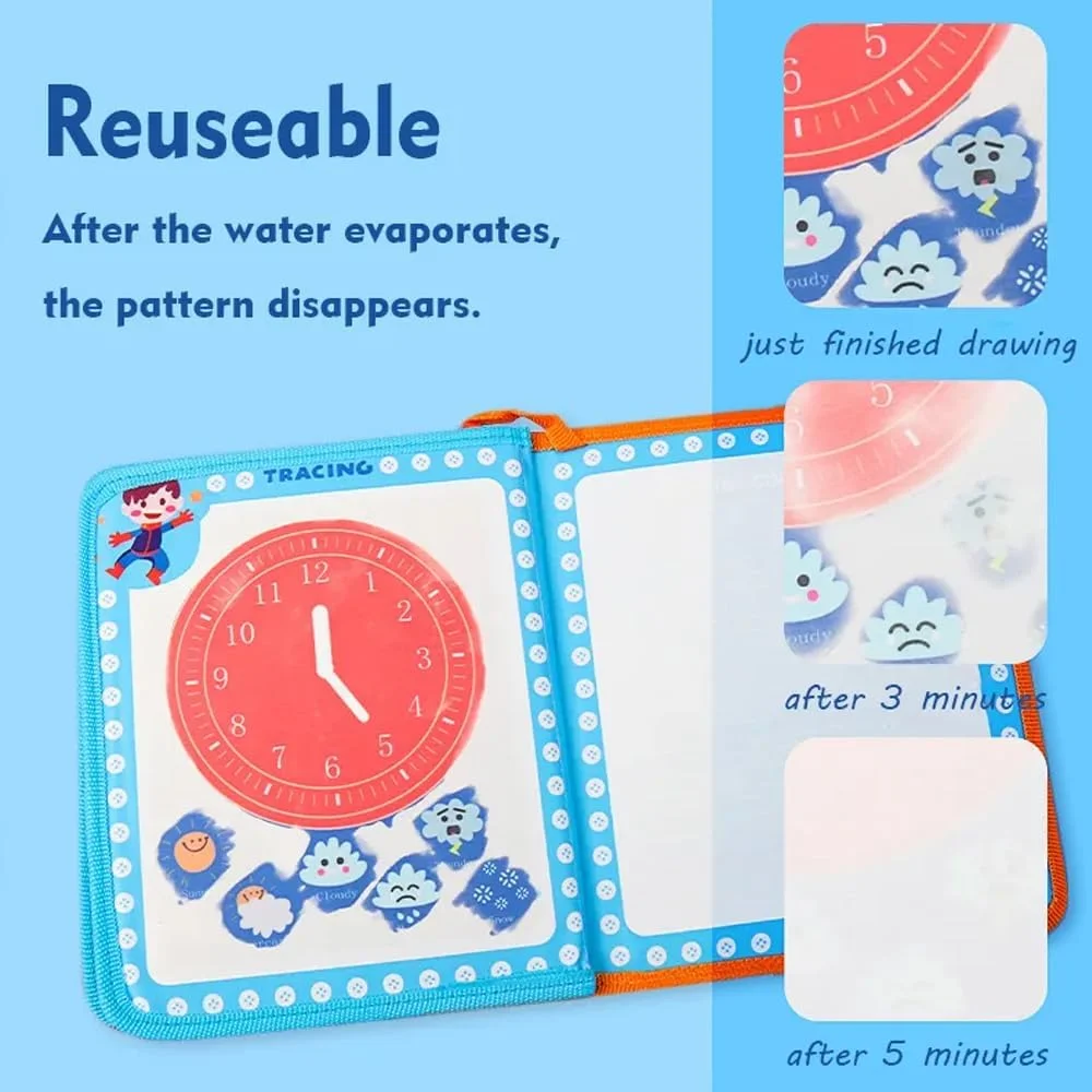 کتاب رنگ آمیزی جادویی با آب Amerteer برای کودکان - کتاب نقاشی با آب قابل استفاده مجدد با قلم جادویی - اسباب بازی های نقاشی دودل آموزش زودهنگام برای کودکان و نوپا - یادگیری سرگرم کننده و تعاملی