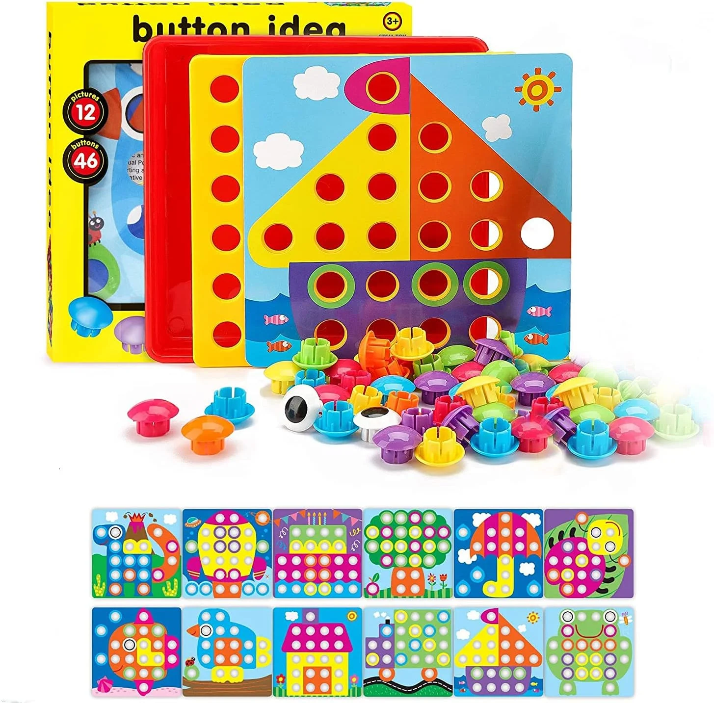 پازل های سه بعدی خرس مومو برای کودکان، هدایای خلاقانه، پازل میخ دار دکمه ای، هنر موزاییک ناخن قارچی، تخته میخ دار DIY، پازل آجرهای ساختمانی پلاستیکی - اسباب بازی های آموزشی اولیه کودک