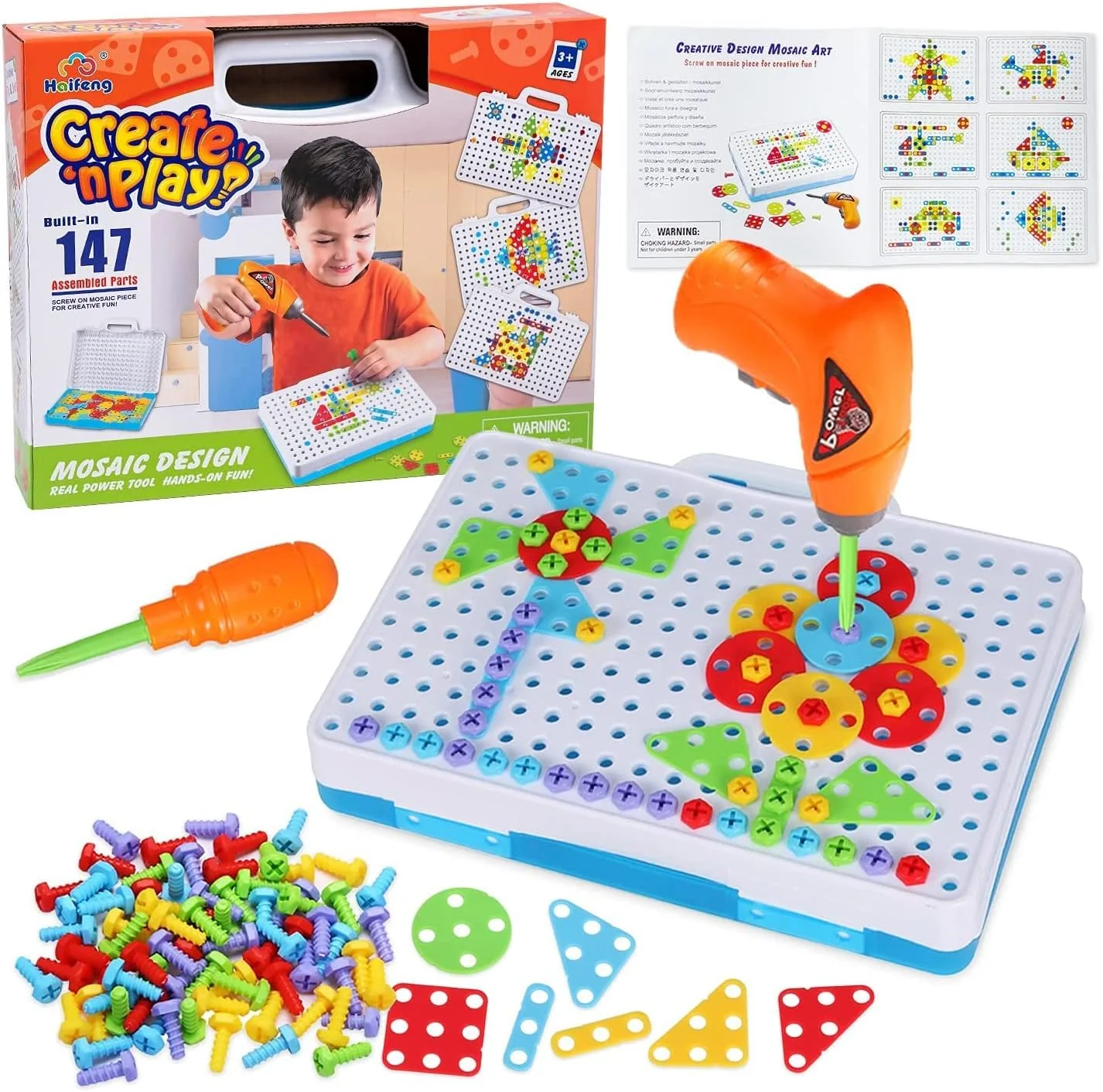 مومو خرسه، مجموعه اسباب بازی آموزشی خلاقانه دریل و بازی، پازل پیچ و مهره، بلوک های ساختمانی سه بعدی