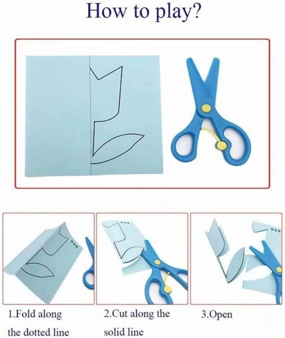 مجموعه سرگرمی برش کاغذ مامو خرسه؛ برش کاغذ؛ هنر کاغذی؛ کتاب فعالیت مهارت قیچی؛ کیت کاردستی قیچی کودکان پیش دبستانی - 120 صفحه با یک جفت قیچی ایمن کودک