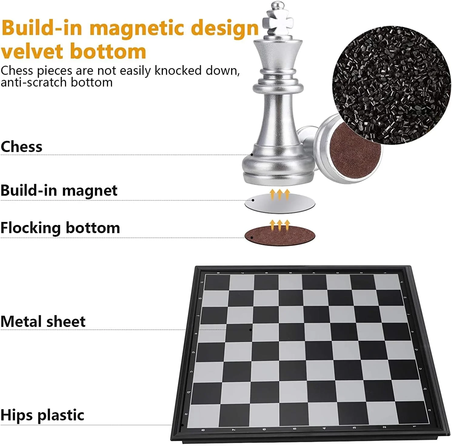 مجموعه بازی شطرنج مسافرتی مومو بیر - مهره های شطرنج مغناطیسی با صفحه تاشو و قابل حمل - اسباب بازی های آموزشی برای کودکان/بزرگسالان - مهره های شطرنج طلایی/نقره ای - هدیه بازی سنتی